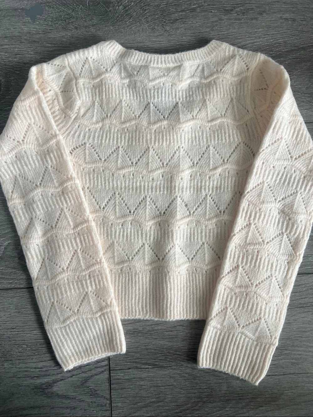 The Children's Place Cream V-Neck Openwork Knit Sweater with Bow